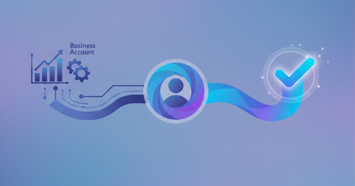 An illustration showing the two paths of TikTok business verification: one leading to business tools and the other to a verified blue checkmark.