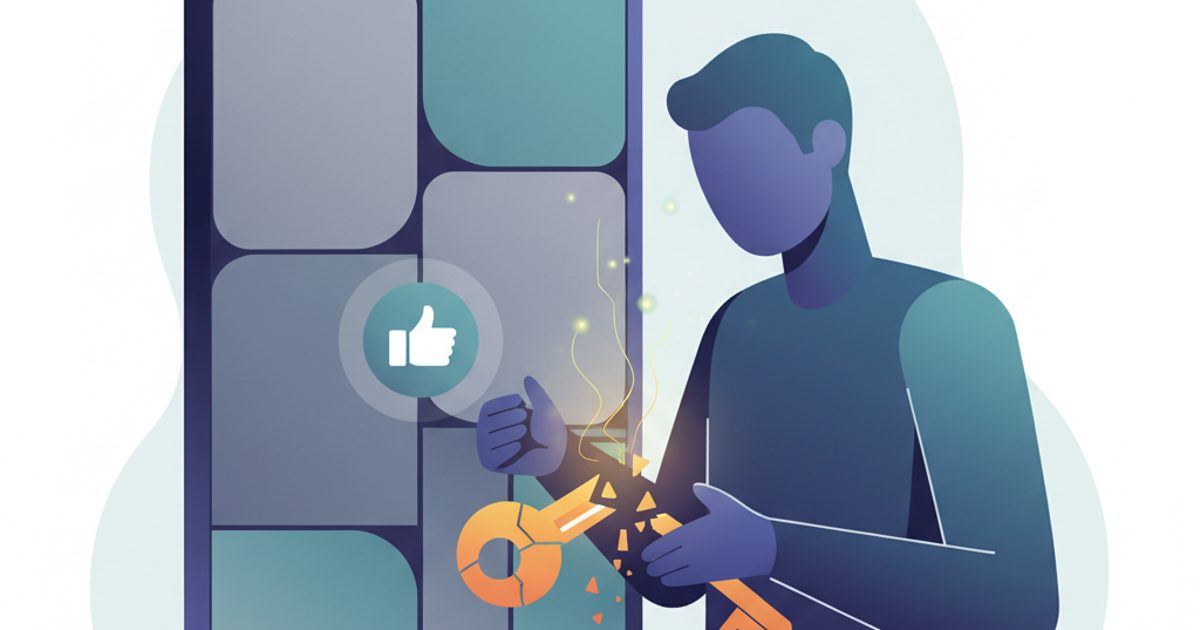 An illustration showing a broken key in front of a locked door, symbolizing the frustration of being locked out of an Instagram account and.