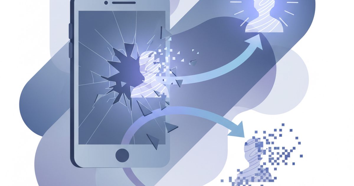 An abstract illustration depicting the two outcomes of deleted Instagram account recovery: one path leads to a restored, glowing profile icon, the other to a faded, lost icon.