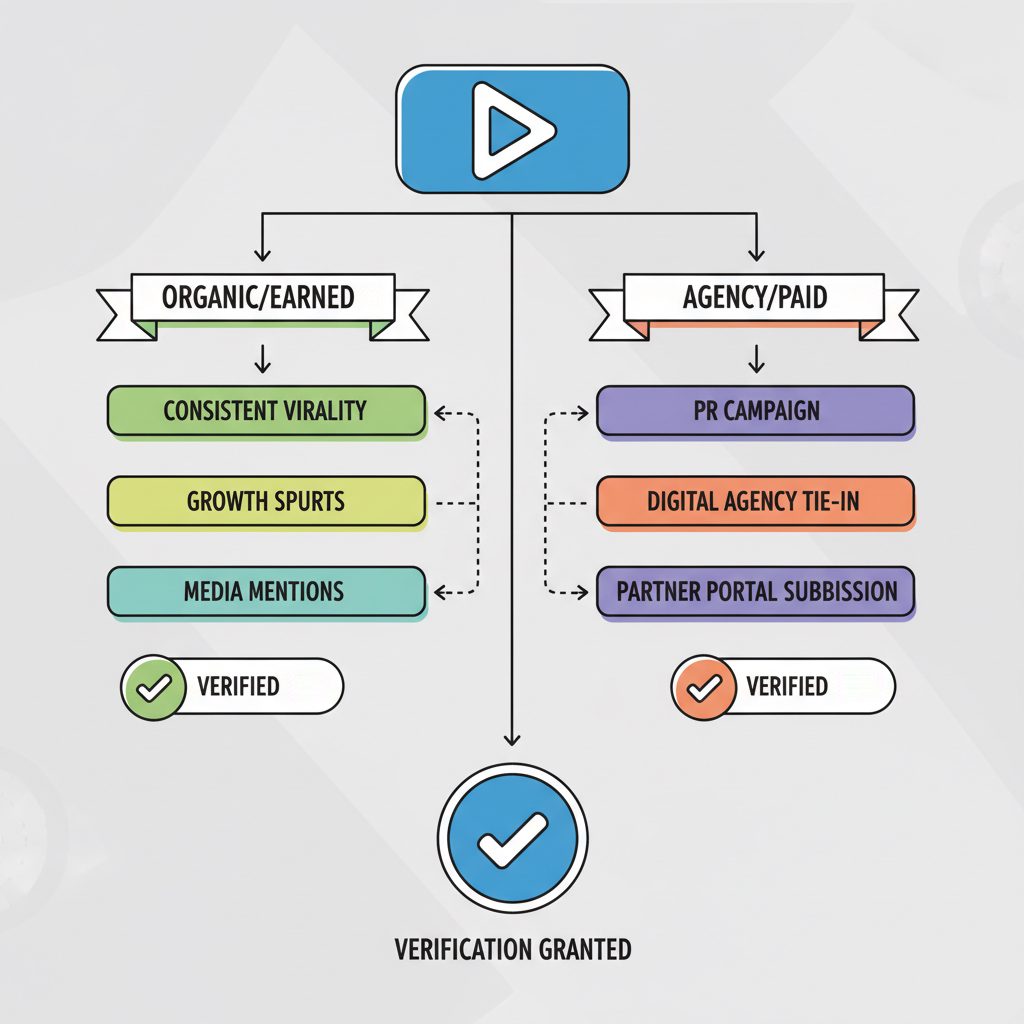 A flowchart showing the different methods for getting verified on TikTok, split into organic methods like gaining media attention and paid.