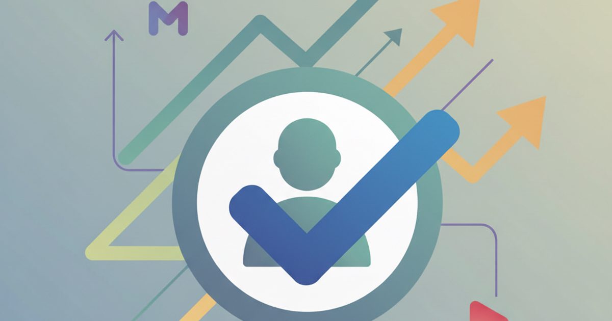 An illustration showing the path to TikTok verification, with a central profile icon receiving a blue checkmark surrounded by symbols of.