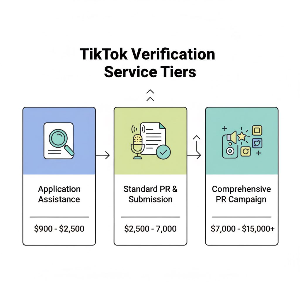 Flowchart of TikTok verification service tiers and costs.