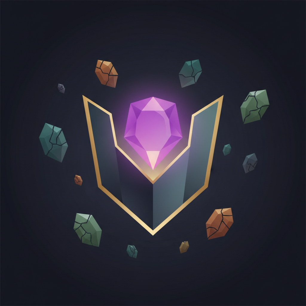 An abstract image showing a stable, glowing Discord server boost gem being added to a shield, contrasting with unstable, cracking gems in the background.