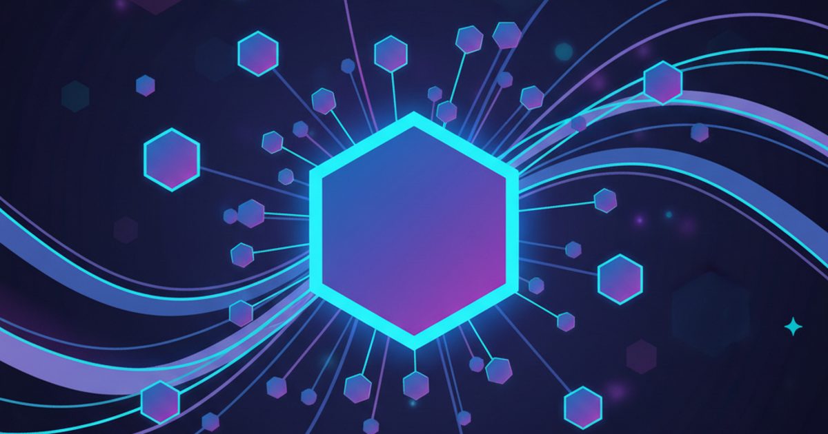 An abstract visualization of a buy discord members service, showing many small points of light flowing towards a central, larger server icon.