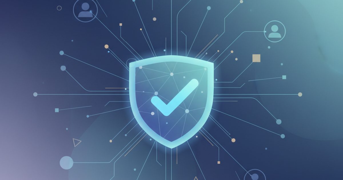 A stylized blue checkmark, representing the Facebook verification badge, with digital network patterns in the background.